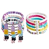 Polymer Clay Heishi Beads Stretch & Charm Bracelets Sets sgBJEW-SZ0001-33-1