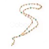 304 Stainless Steel Rosary Bead Necklaces NJEW-E133-04G-1