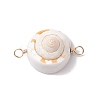 Natural Shiva Eye Shell Links Connector Charms with Real 18K Gold Plated Copper Wire Double Loops PALLOY-JF02629-2