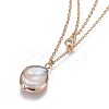 Plated Natural Baroque Pearl Keshi Pearl Tiered Necklaces NJEW-JN02323-2