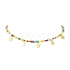 304 Stainless Steel Star Charms Bib Necklace with Glass Seed Beaded Chains NJEW-TA00103-2