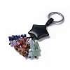 Natural Obsidian Star with Mixed Gemstone Chips Beaded Tassel Keychains KEYC-P012-01P-01-1
