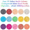 182G 14 Colors Transparent Glass Seed Beads SEED-YW0002-44-2