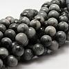 Natural Hawk's Eye Round Beads Strands G-O143-01-12mm-1