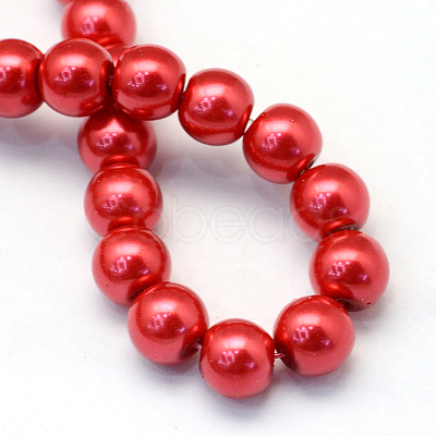 Baking Painted Pearlized Glass Pearl Round Bead Strands X-HY-Q003-6mm-74-1