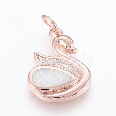 Brass Cubic Zirconia Pendants ZIRC-G144-01RG-1