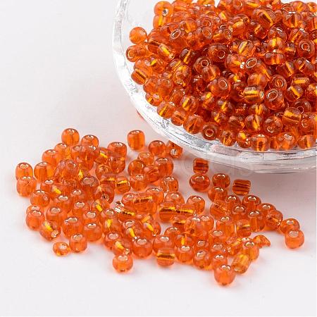 6/0 Round Silver Lined Round Hole Glass Seed Beads X-SEED-A005-4mm-29-1