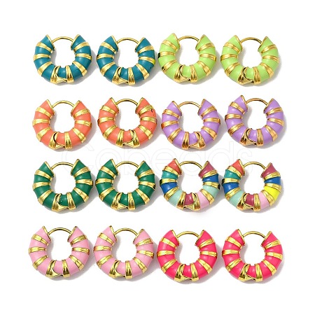 Enamel Round Hoop Earrings EJEW-Q704-05G-1