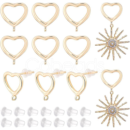 BENECREAT 6 Pairs Brass Stud Earring Findings KK-BC0008-61-1