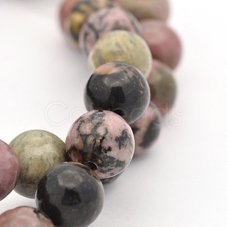 Round Natural Rhodonite Beads Strands X-G-M136-8mm-1