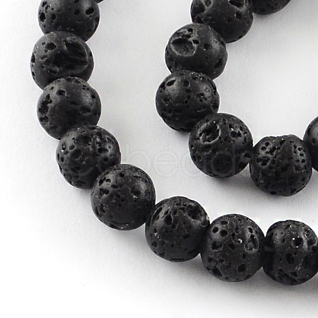 Dyed Natural Lava Rock Gemstone Round Bead Strands G-R293-04-1