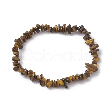 Natural Tiger Eye Chips Beaded Stretch Bracelets for Women BJEW-JB10046-05-1