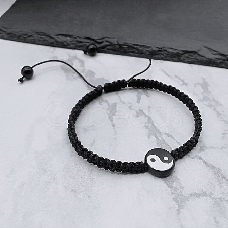 Yin-yang Resin Bead Braided Bead Bracelets PV1303-1-1