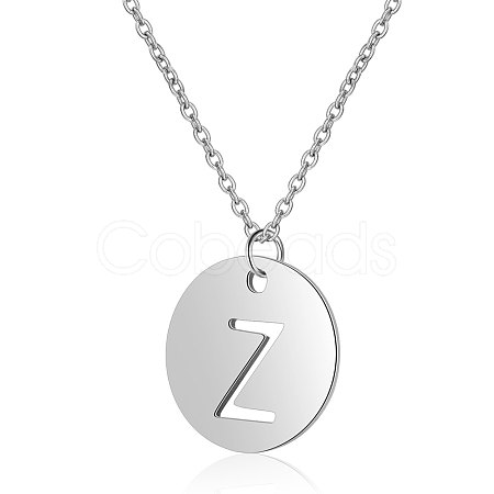 201 Stainless Steel Initial Pendants Necklaces NJEW-S069-TN507-Z-1