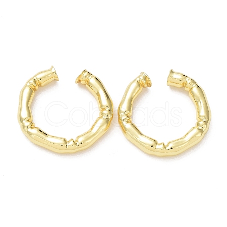 Rack Plating Brass Bamboo Joint Cuff Earrings for Women EJEW-G352-05G-1