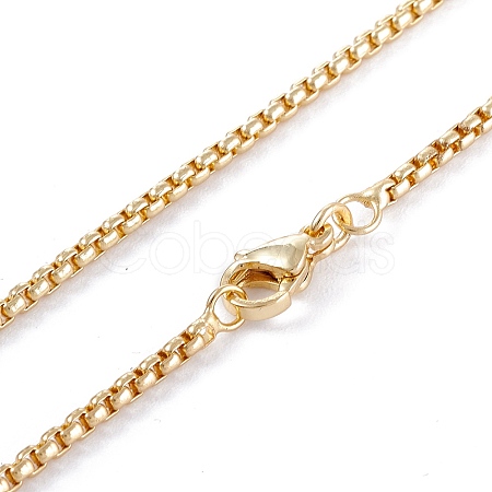 Brass Box Chain Necklaces X-NJEW-I247-04G-1