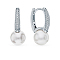 Anti-Tarnish Rhodium Plated 925 Sterling Silver Ring Hoop Earrings,  with 925 Stamp, White, 19x8.4mm