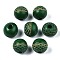 Painted Natural Wood Beads, Laser Engraved Pattern, Round, Dark Green, 10x9mm, Hole: 2.5mm