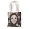 Cat Pattern Canvas Women's Tote Bags, Shoulder Bags for Shopping, Rectangle, Black, 37x33cm