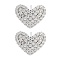 Rack Plating Heart Brass Stud Earrings, with Clear Cubic Zirconia, Cadmium Free & Lead Free, Long-Lasting Plated, Platinum, 9.5x12.5mm