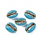 Electroplated Cowrie Shell Beads, No Hole/Undrilled, with Enamel, Deep Sky Blue, 19~23x12.5~17x7~7.5mm