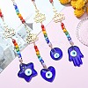 Evil Eye Lampwork Beaded Pendant Decorations HJEW-JM01127-2