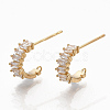 Brass Clear Cubic Zirconia Stud Earring Findings X-ZIRC-Q021-074G-NF-1