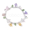 Natural Mixed Stone & Glass Beaded Stretch Bracelet with Flower Charms BJEW-JB10176-3