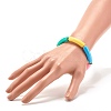 Candy Color Chunky Acrylic Curved Tube Beads Stretch Bracelet for Girl Women BJEW-JB07297-02-3