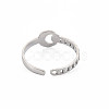 304 Stainless Steel Moon Open Cuff Ring for Women RJEW-S405-235P-2