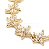 Rack Plating Brass Pave Clear Cubic Zirconia Star Link Chain Bracelets for Women BJEW-R317-11G-2