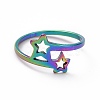 Ion Plating(IP) 201 Stainless Steel Double Star Finger Ring RJEW-J051-14MC-2