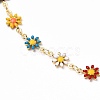 Golden Brass Flower Enamel Links Bracelets BJEW-JB05664-01-2