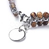 Flat Round 304 Stainless Steel Charm Bracelets BJEW-P264-M-3