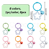 8Pcs 8 Colors Glitter Acrylic Star Pendant Stitch Markers with Bell HJEW-AB00680-2