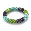 Crochet Glass Beads Braided Stretch Bracelet BJEW-T016-08E-1