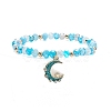 3Pcs 3 Style Moon & Sun & Star Alloy Enamel Charm Stretch Bracelets Set with Glass for Women BJEW-JB08007-4