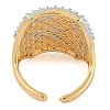 Square Brass Micro Pave Clear Cubic Zirconia Open Cuff Ring for Women RJEW-Q819-12G-3