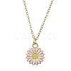 Alloy Enamel Sunflower Pendant Necklace with 304 Stainless Steel Chains NJEW-JN04412-01-5