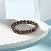 Natural Leopard Skin Jasper Round Beads Yoga Stretch Bracelet for Men Women BJEW-JB06928-4