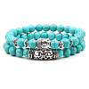 2Pcs Synthetic Turquoise Stretch Bracelet Sets for Women Men IX3190-1-1