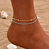 Fashionable Beach Brass & Glass Two Layer Multi-strand Anklets for Women VM1129-1