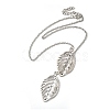 Simple Hollow Leaf Alloy Lariat Necklaces NJEW-N0052-002A-1
