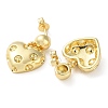 Heart Brass Stud Earrings Findings EJEW-A045-10G-2