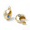 Enamel Crescent Moon with Evil Eye Stud Earrings EJEW-A093-01G-01-2