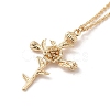 304 Stainless Steel Cross with Flower Pendant Necklaces for Women NJEW-A020-03J-G-1