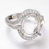 Adjustable Brass Micro Pave Clear Cubic Zirconia Finger Ring Components ZIRC-I049-21-2