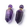 Faceted Natural Amethyst Openable Perfume Bottle Pointed Pendants G-P435-D-02G-1