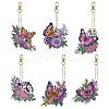 6Pcs Butterfly DIY Diamond Painting Keychain Kit PW-WG95088-01-1