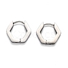 Tarnish Resistant 304 Stainless Steel Hexagon Huggie Hoop Earrings STAS-H156-03A-P-2